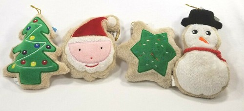 Holiday Crinkle 'Cookie' Plush Squeaker Santa Star Tree Snowman dog toys toy B3 - Picture 1 of 5