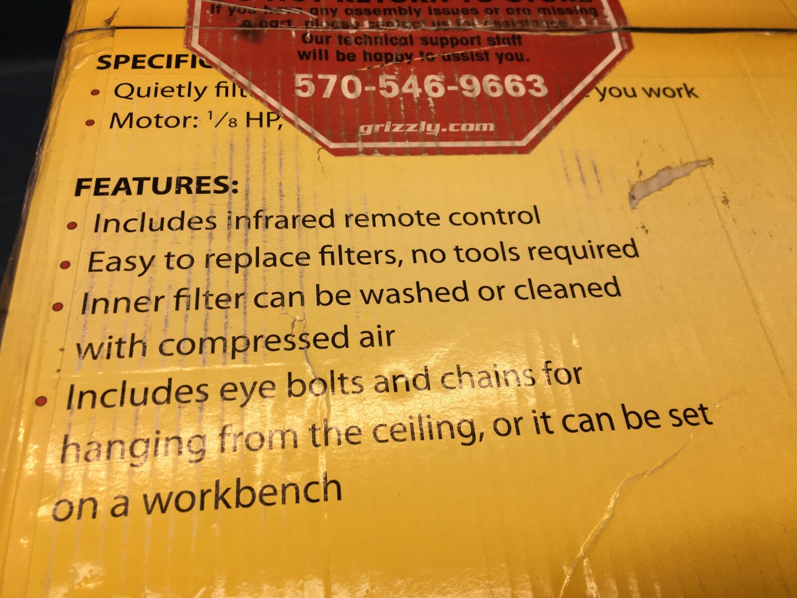 Grizzly Industrial Hanging Dust Air Filter, 3-Speed G0738