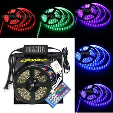 5M 5050 SMD RGB 300 LEDs Strip Light Black PCB/ Remote/ Power Supply