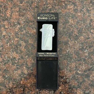 RONSON EURO LITE LIGHTER EUROLIGHT SILVER CHROME BRAND NEW IN THE BOX