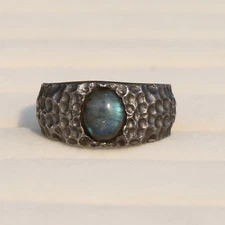 Labradorite Vintage Mens Ring 925 Sterling Silver Black Oxidize Gemstone Jewelry