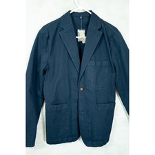 J.Crew Mens Navy Blue Cotton Linen Unstructured Blazer Jacket AX270 Size 36 NEW