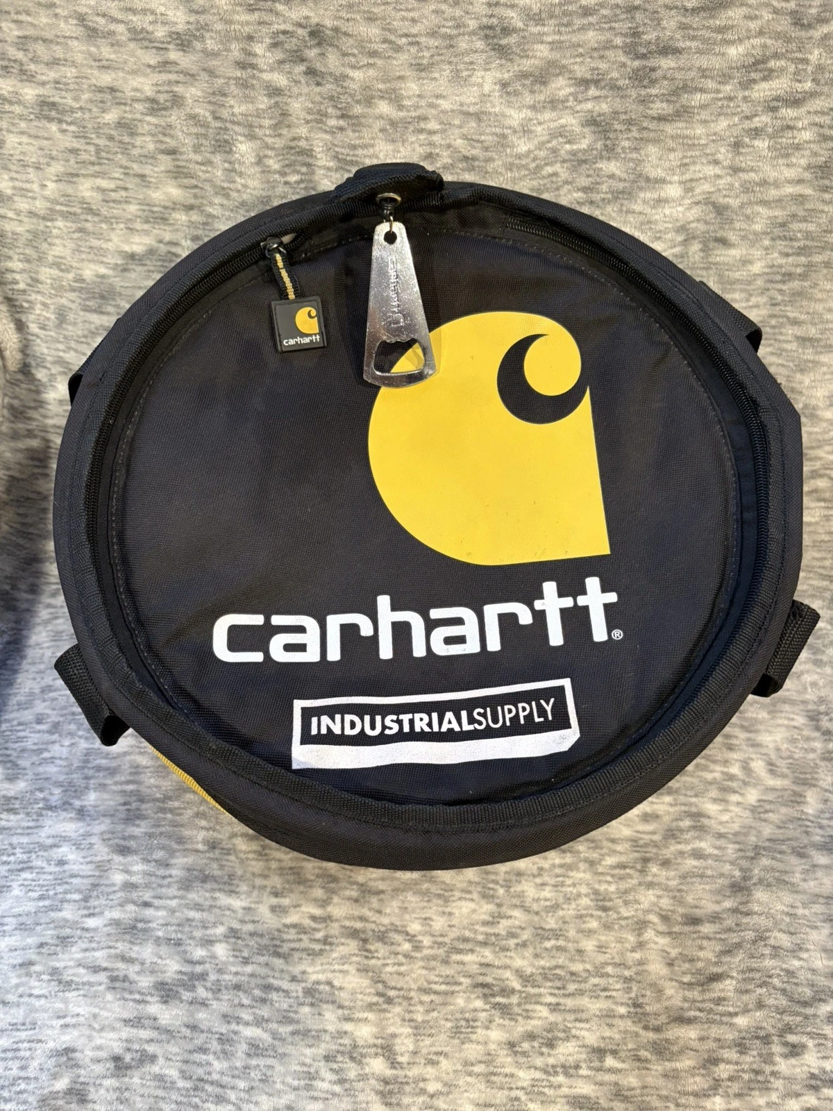 Carhartt Round Insulated Beer Snack Beverage Collapsible Cooler W/Bottle Opener