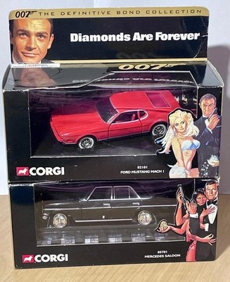 2 X BOXED CORGI JAMES BOND CAR  02101 FORD MUSTANG MACH & 05701 MERCEDES SALOON