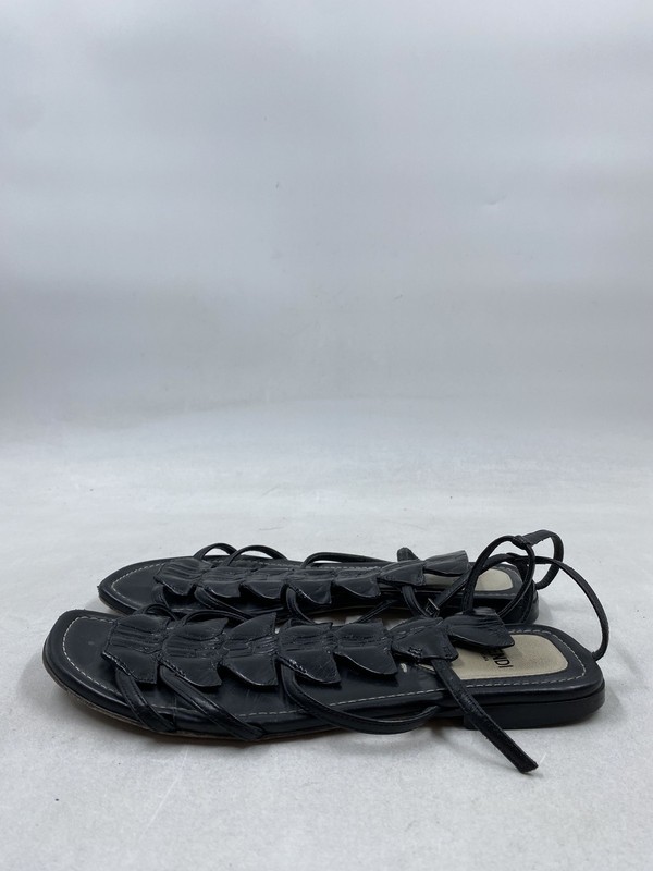 Fendi Black Leather Gladiator Sandals W 5.5
