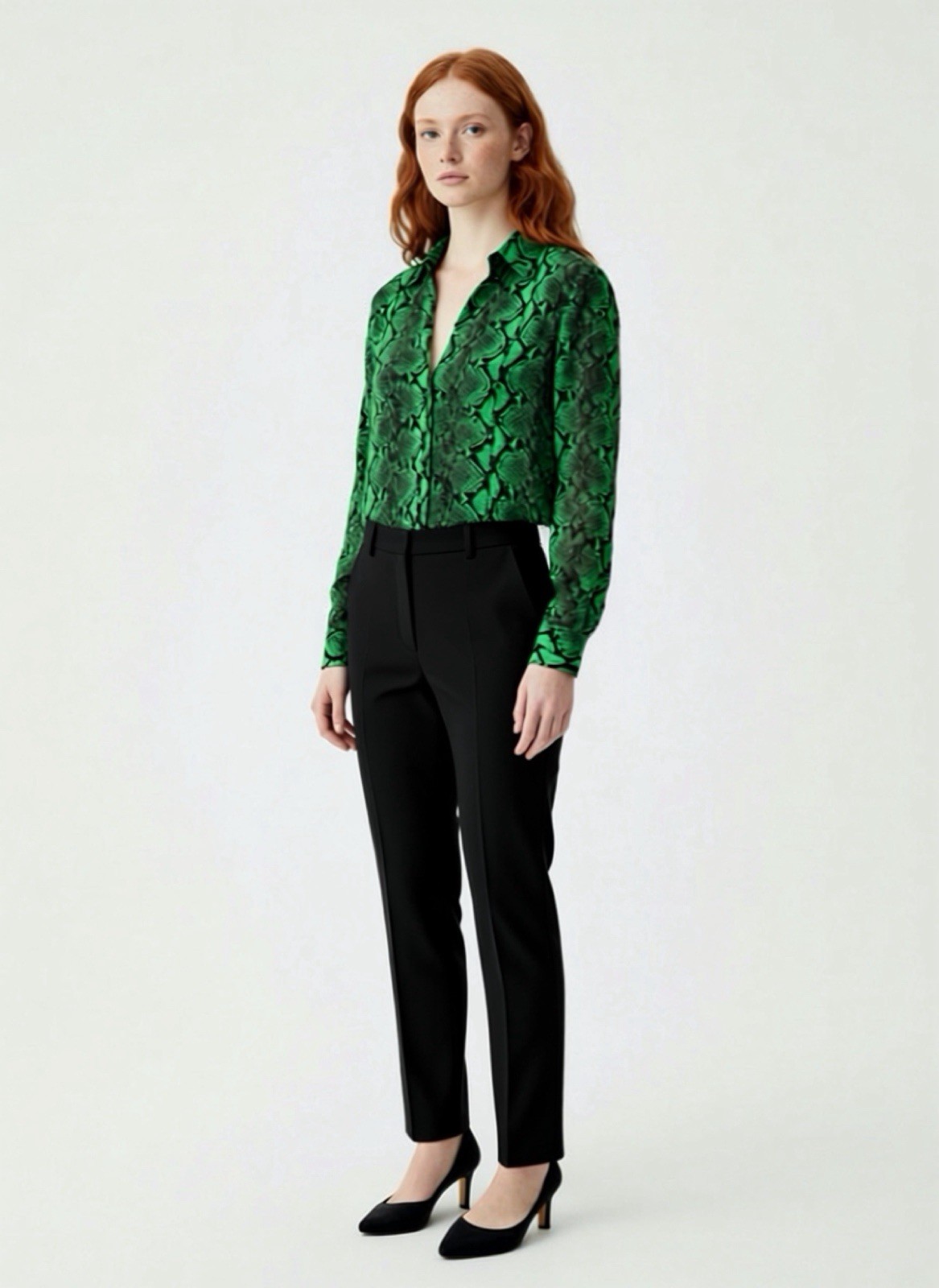 Green Python Michael Kors Women's Long Sleeve Blo… - image 3
