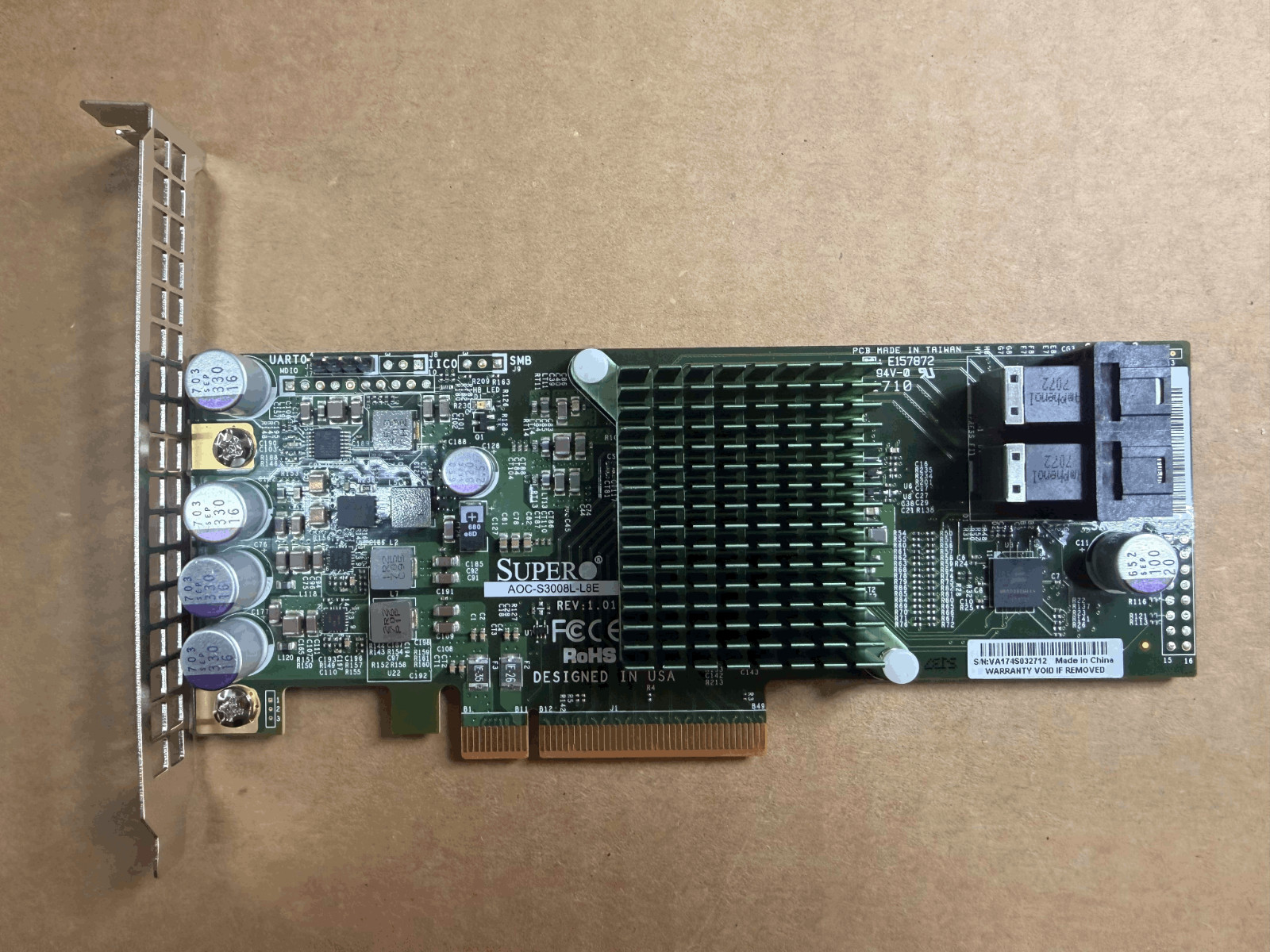 SuperMicro AOC-S3008L-L8E SAS3 12Gbps PCIe HBA Controller - IT Mode  Full Height