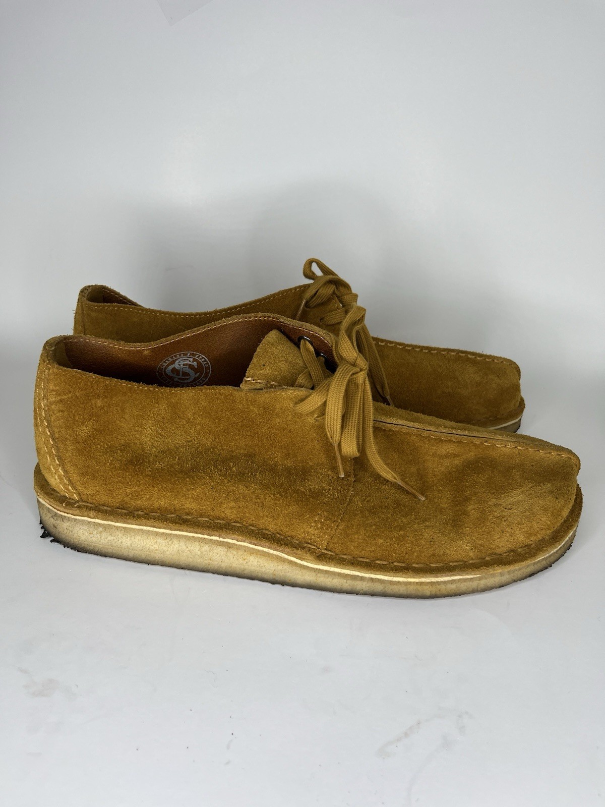 SAOLA clarks desert boots scarpe punta divisa uomo taglia 11 5 giallo scamosciato suola gomma