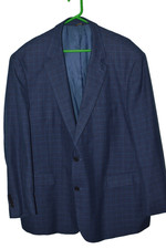 NEW 2XL 50/52R Men's OAK HILL Men's Blue Guncheck Sport Coat Jacket Blazer Suit