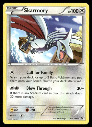 Skarmory 69/108 Rare Roaring Skies Pokemon Heavily Played