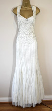 MONSOON BRIDAL Elegant Ivory Heavily Beaded Mesh Maxi Dress 12 Wedding Prom