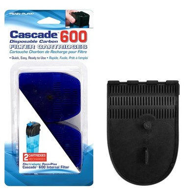 Cascade 600 Filter Replacement Carbon Cartridges - 2 Pack - Black