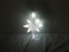 8-Point Star Lighted Christmas Tree Topper Two Sided White with Glitter 10.5"