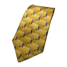 "Celebrations By MMG" men's silk necktie W/ a golf pattern Yellow Gold USA Made