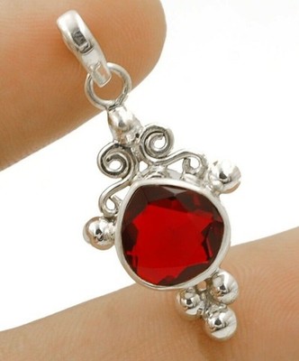 1 kt natürlicher Feuergranat 925 Sterlingsilber Anhänger Schmuck 1 1/2 Zoll lang @B19-2