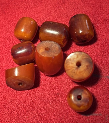 8 Vintage Bakelite Beads Various Small Pieces for Jewelry Making