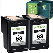 2PK Fits HP 63 Black Ink F6U62AN for HP Officejet 3830 3831 3832 3834
