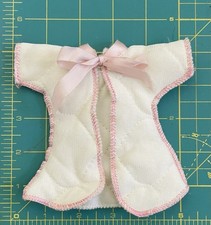 Vintage 1960s Quilted Bathrobe White w/Pink Trim  Ribbon