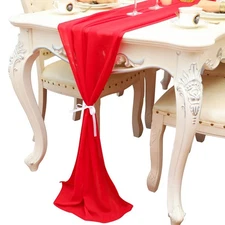 2 PCS Red Chiffon Table Runner 27x120 inch Sheer Wedding Party Decoration