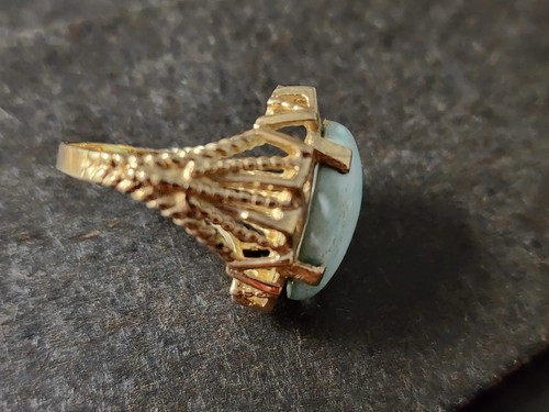 14kt Gelbgold Vintage Türkis Ring DAMEN GR. 7 A* - Bild 6 von 9