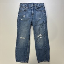 Old Navy Girl's Blue High Rise Slouchy Straight Jeans Size Youth 10