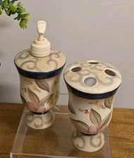 Home Interiors MAGNOLIA Bathroom ACCESSORIES Soap/Lotion Pump Toothbrush Holder