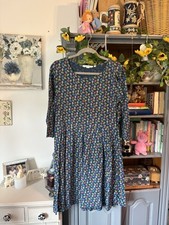 Seasalt Blue Leaf Print Moules  Dress Size 14