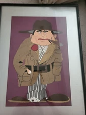 Original Pop Art Gangster With  Ganster Cigar Pinstripes A.C.E Outsider Folk Art