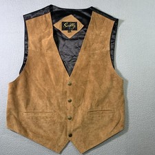 Scully Vest Men's Size L - Brown Boar Suede 4 Snap Front Satin-Back Western