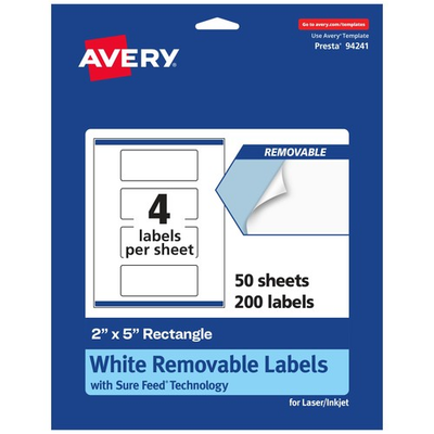 #ad Avery Matte White Removable Rectangle Labels Sure Feed Technology $70.40