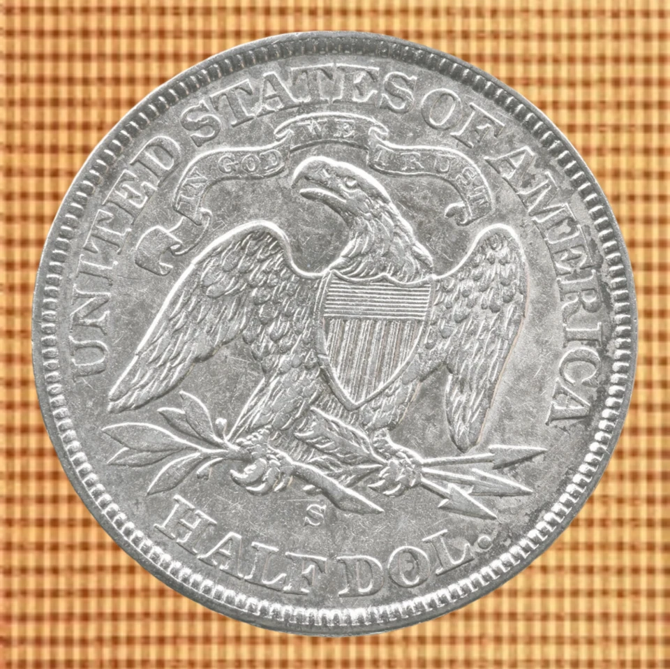 Полдоллара 1871 с сидящей Свободой не бывшие в обращении - Изображение 2 из 2