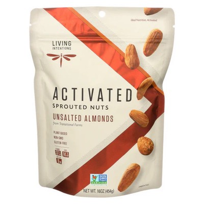 Spr Outed Raw Almonds 16 Oz(Case Of 4) By Living Intentions