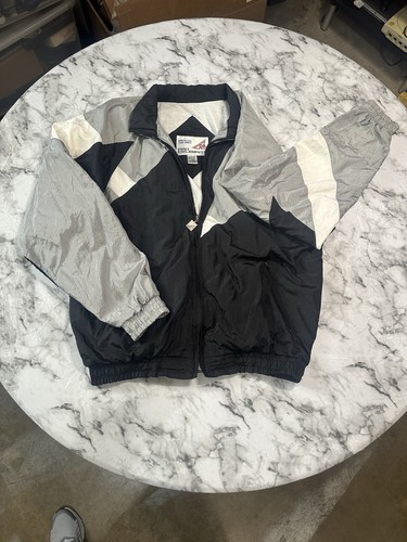 Vintage American Team Sports Pro Celebrity Black White Windbreaker Large Size L
