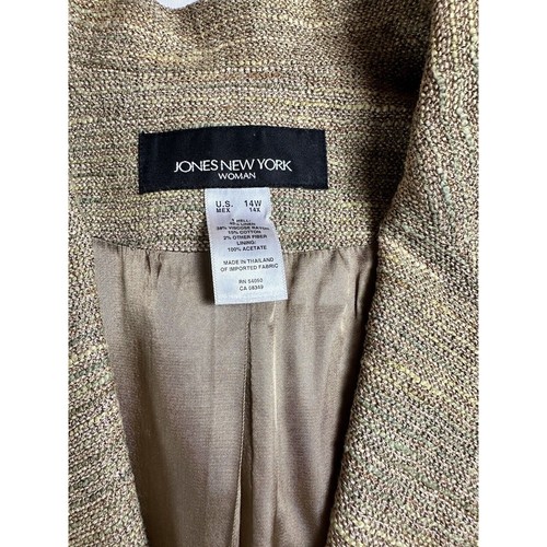 Jones New York Women’s Multicolor Tweed Linen Blend Blazer Pockets Button Sz 14W - Picture 4 of 5