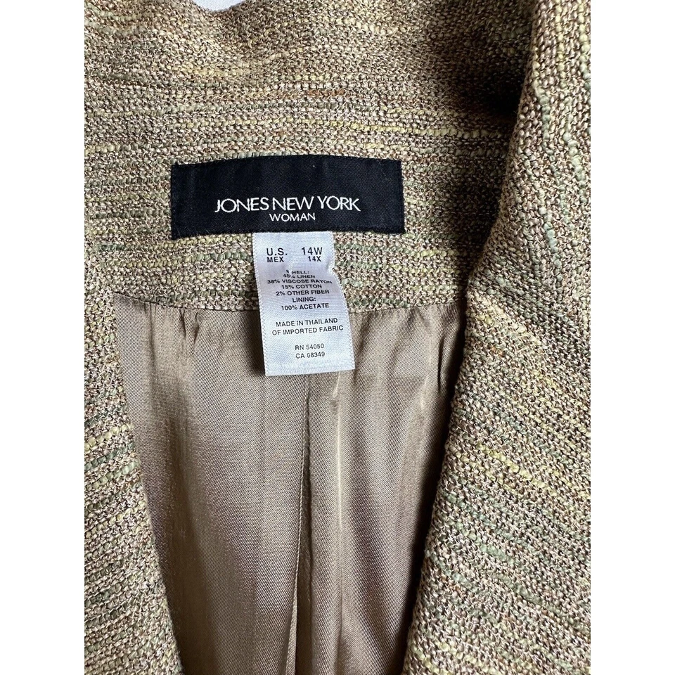 Blazer Jones New York Mujer’s Multicolor Tweed Mezcla Lino Bolsillos Botón Talla 14W Foto 4 de 4