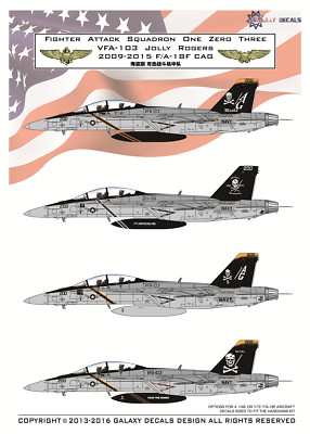 GALAXY Model 1/48 Jolly Rogers Decal US Navy F/A-18F VFA-103 2009-2015 G48002