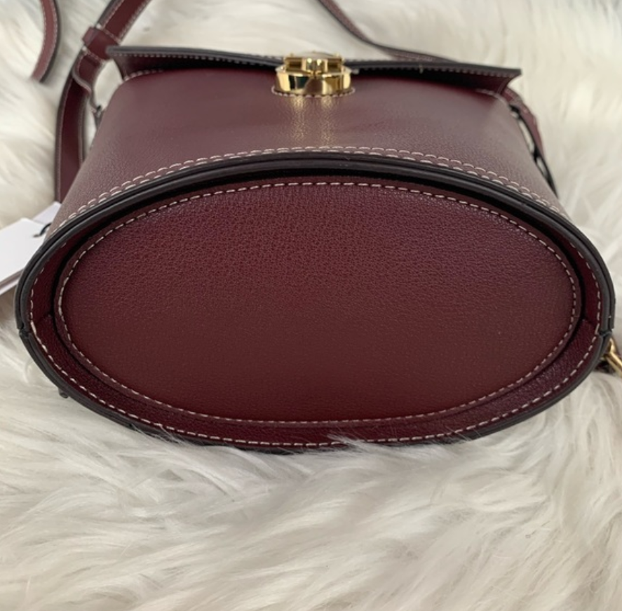 Calvin Klein Statement Series Lock Flap Daytonna Leather Bucket