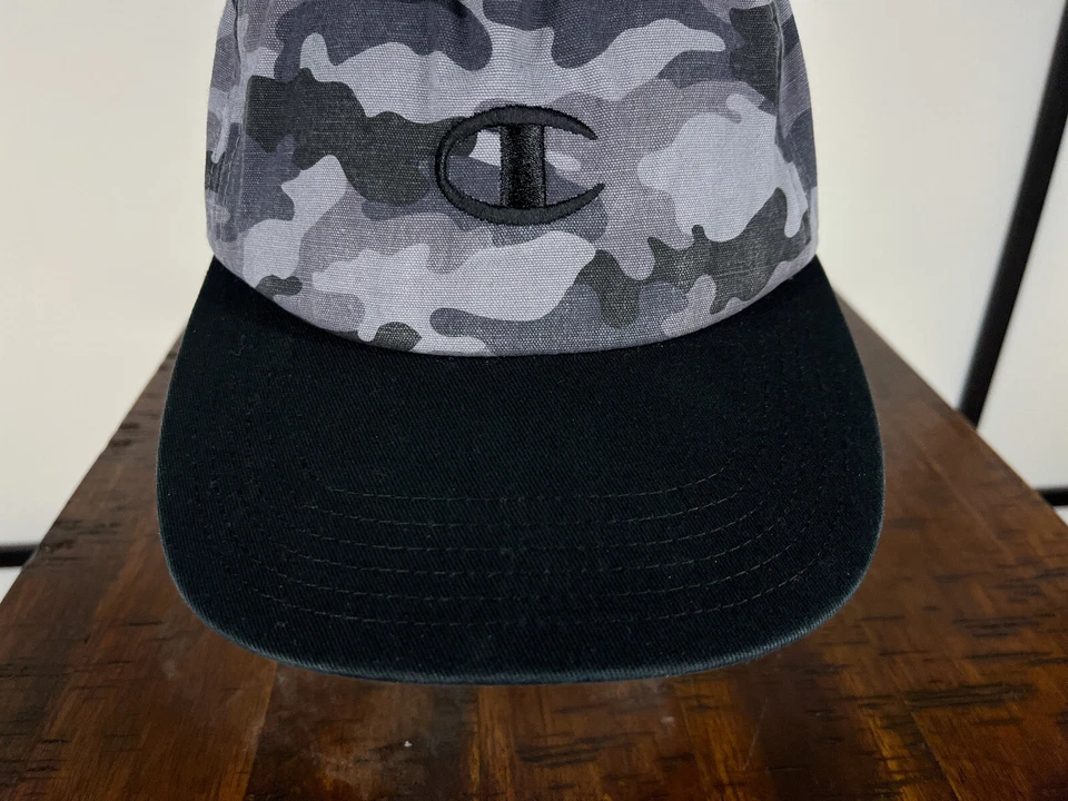 Champion Hat Cap Snap Back Adult One Size Gray Camo Embroidered 100% Cotton Golf - Imagem 3 de 4