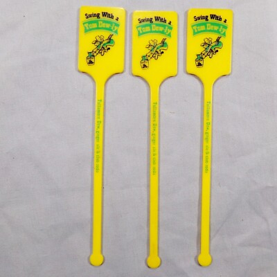 Vtg Swizzle Sticks Lot Set of 3 TULLAMORE DEW Ginger Ale Swing With a Tom Dew-Ly