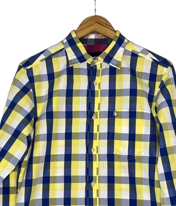 yellow blue check shirt