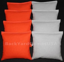 All Weather CORNHOLE BEAN BAGS Orange  Grey Gray Resin Filled Bags Waterproof