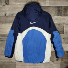 Vintage Nike Cotton Lined Reversible Jacket Blue Mens Size Medium Center Swoosh