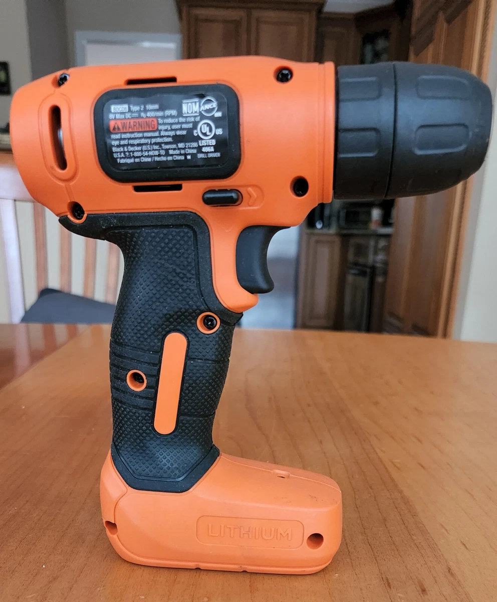 Black + Decker Black & Orange 8V Wireless Drill