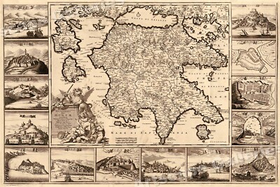 1688 Greek Islands Historic Ancient Greece Map - 24x36