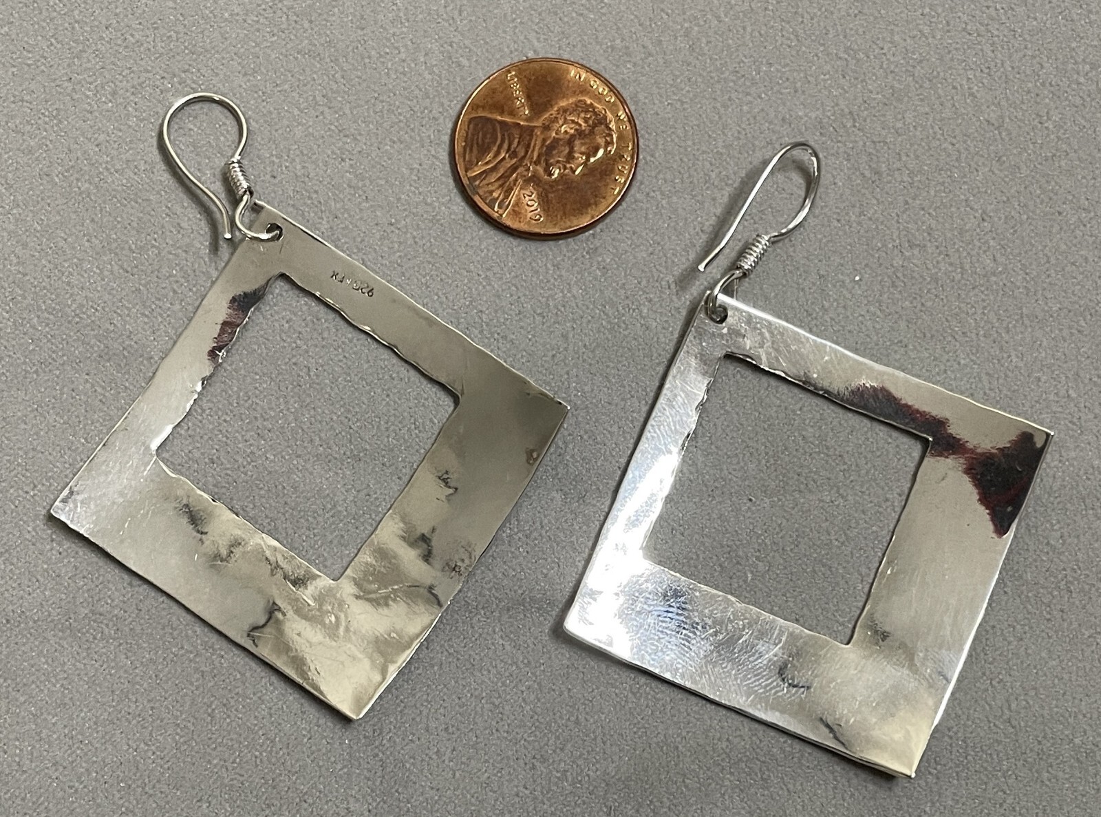 Large Solid Hammered Sterling Silver Mexico Open … - image 3