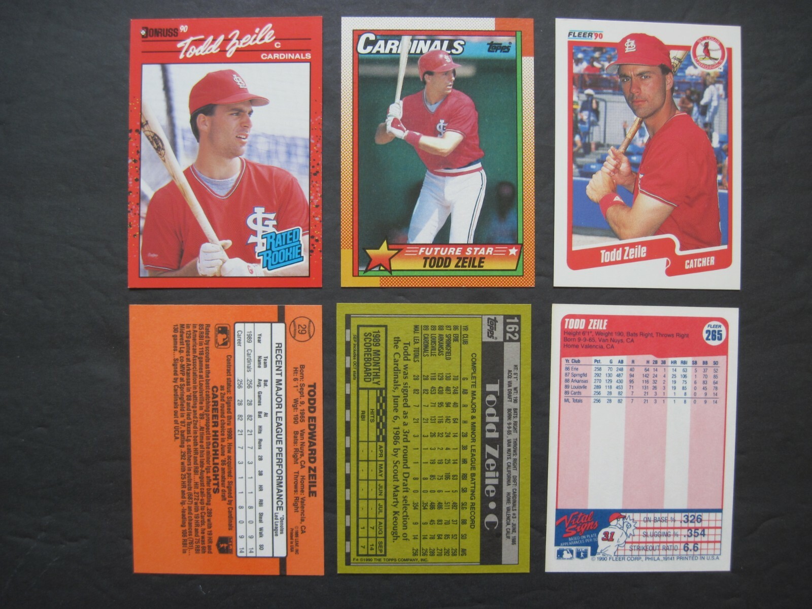 TODD ZEILE ROOKIE CARDS 1990 Donruss Rated #29 Topps #162 Fleer #265  Cardinals | eBay