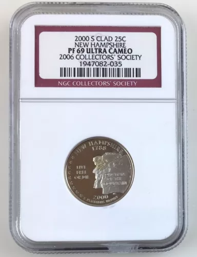 2000-S 25C CLAD NEW HAMPSHIRE NGC PF69 Ultra Cameo 2006 Coll. Society   C10FF