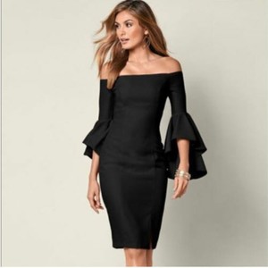 black off the shoulder cocktail dress