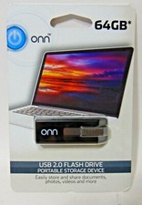 USB 2.0 64 GB Flash Drive Thumb Drive Storage Device Black PC MAC Compact ONN