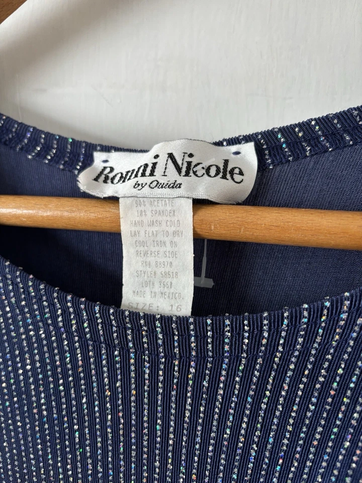 Ronni Nicole Ouida Sz 16 Cocktail Dress Blue Sparkle Glitter Maxi Long Evening - Image 2 of 4